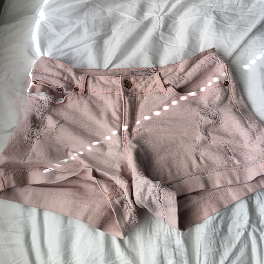 Light Pink Ripped Shorts